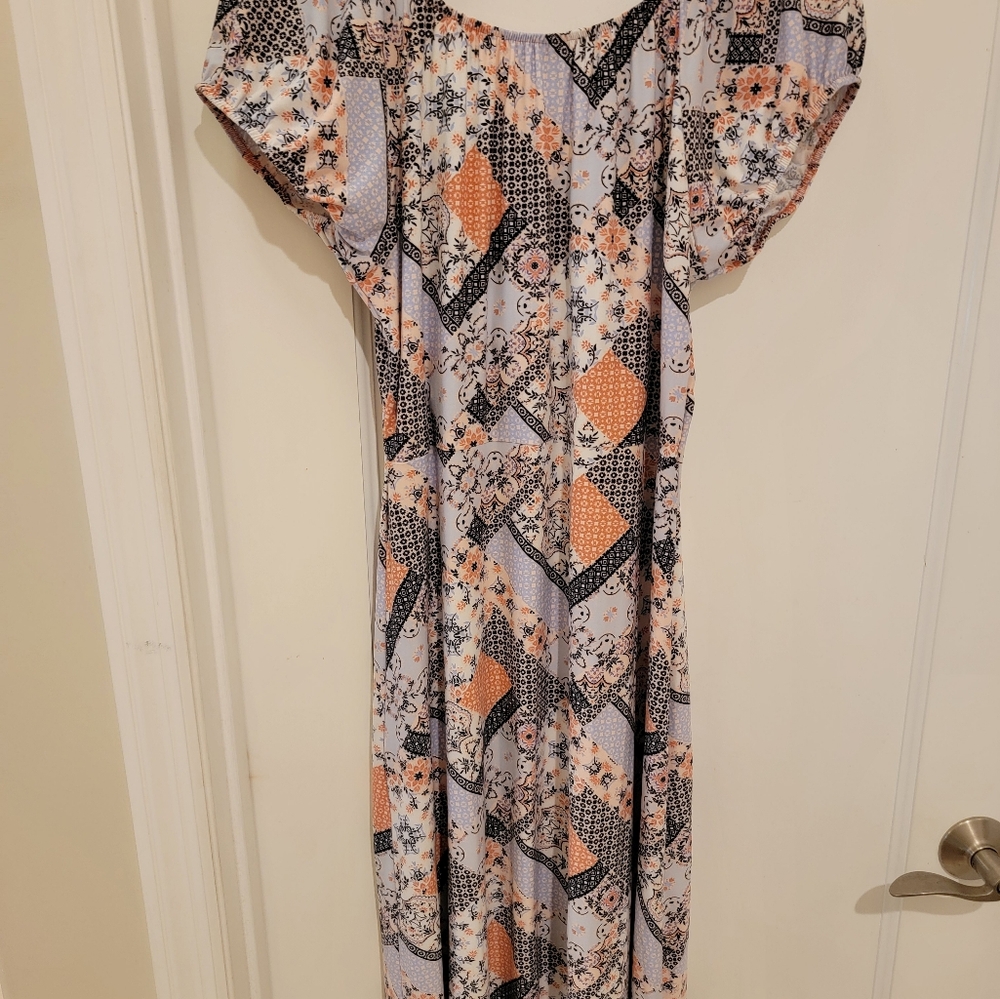 No Boundaries High Low Dress - Black, Orange, White - Picture 2 of 6